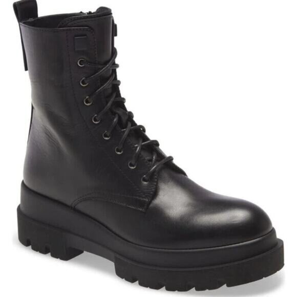 LA CANADIENNE Brendan Combat Boots Lug Sole Waterproof Black Leather 38 US 7.5 - Picture 12 of 13
